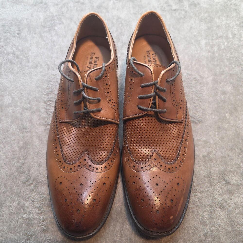 Vintage Foundry Co. Dress Shoes Mens 12 Brown Leather Wingtip Lace Up VF1053-SE